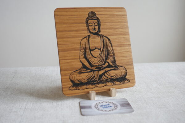 Bouddha - Gravure laser sur Chêne - Taille M – Image 2