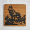 Loup et Montagnes - Gravure laser sur Chêne - Taille M
