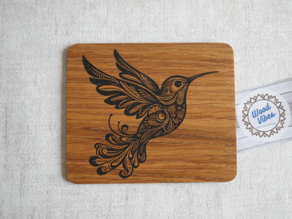 Colibri- Gravure laser sur Chêne - Taille M