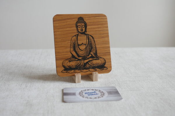 Bouddha - Gravure laser sur Chêne - Taille S – Image 2