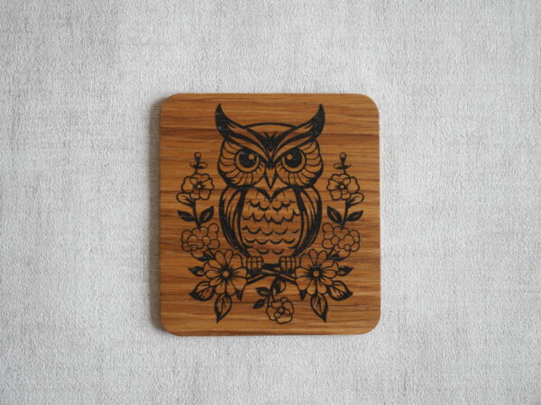 Hibou - Gravure laser sur Chêne - Taille S