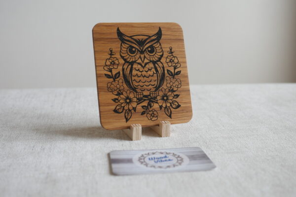 Hibou - Gravure laser sur Chêne - Taille S – Image 2